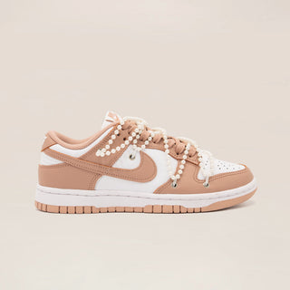 Nike Dunk Low Rose Whisper Overlaces Pearls