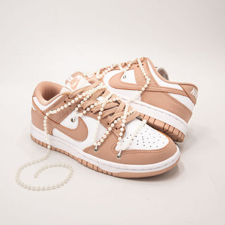 Nike Dunk Low Rose Whisper Overlaces Pearls